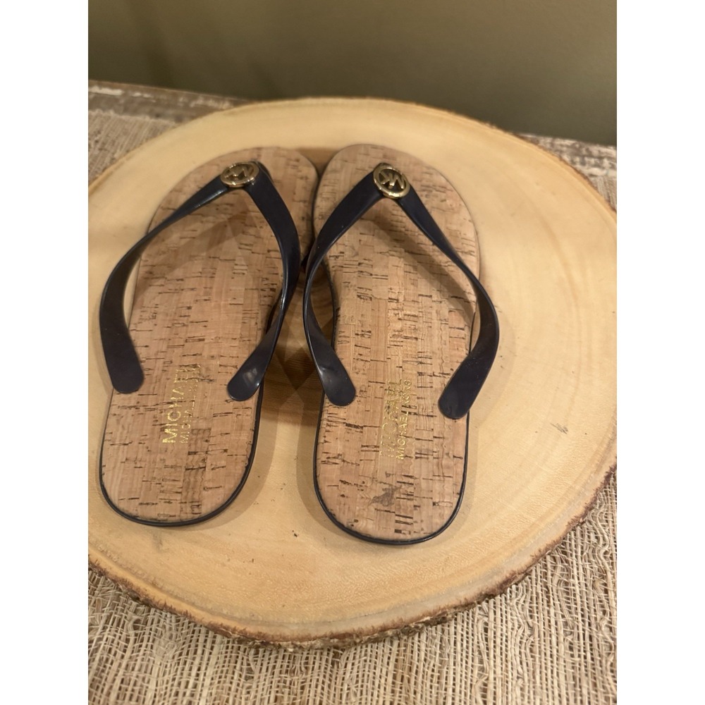 Michael Kors Shoes |‎ Michael Kors Jet Set Cork Black Flip Flops Size 6 - Picture 7 of 8